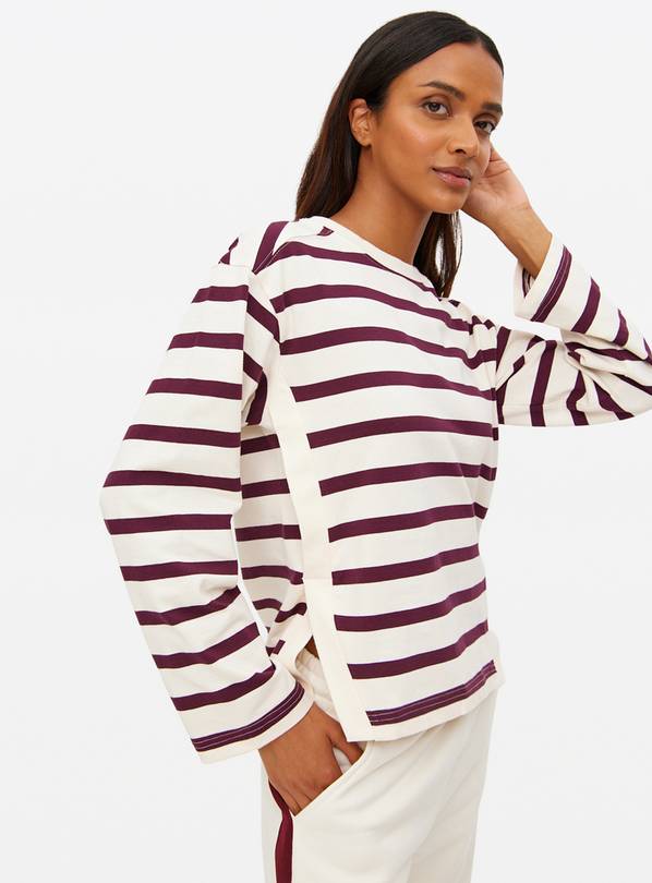 Burgundy Striped Long Sleeve Top XL